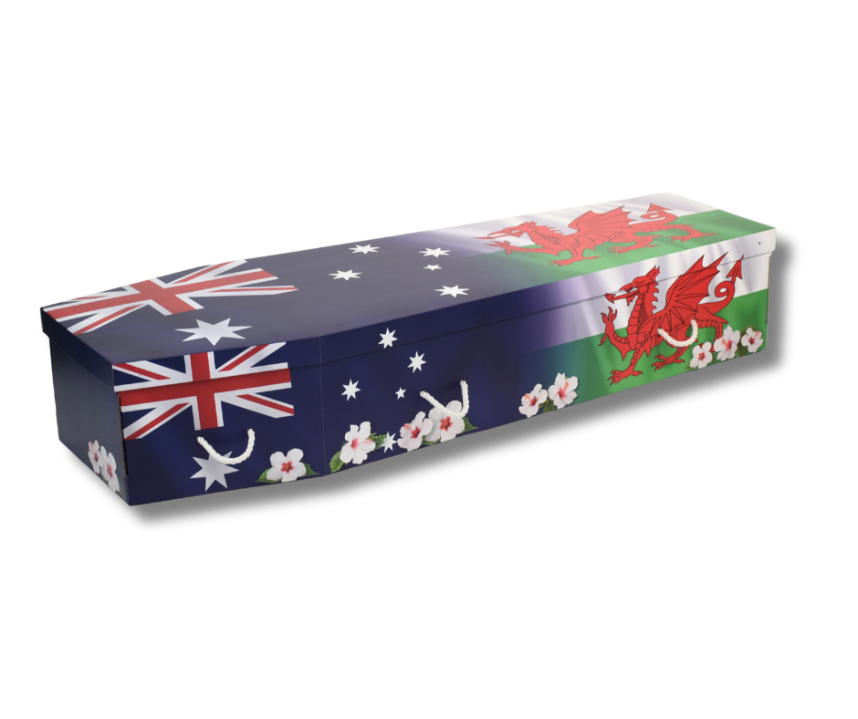 Bespoke picture coffin — national flags design
