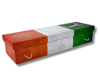 Bespoke picture coffin — Irish flag design with personalised verse