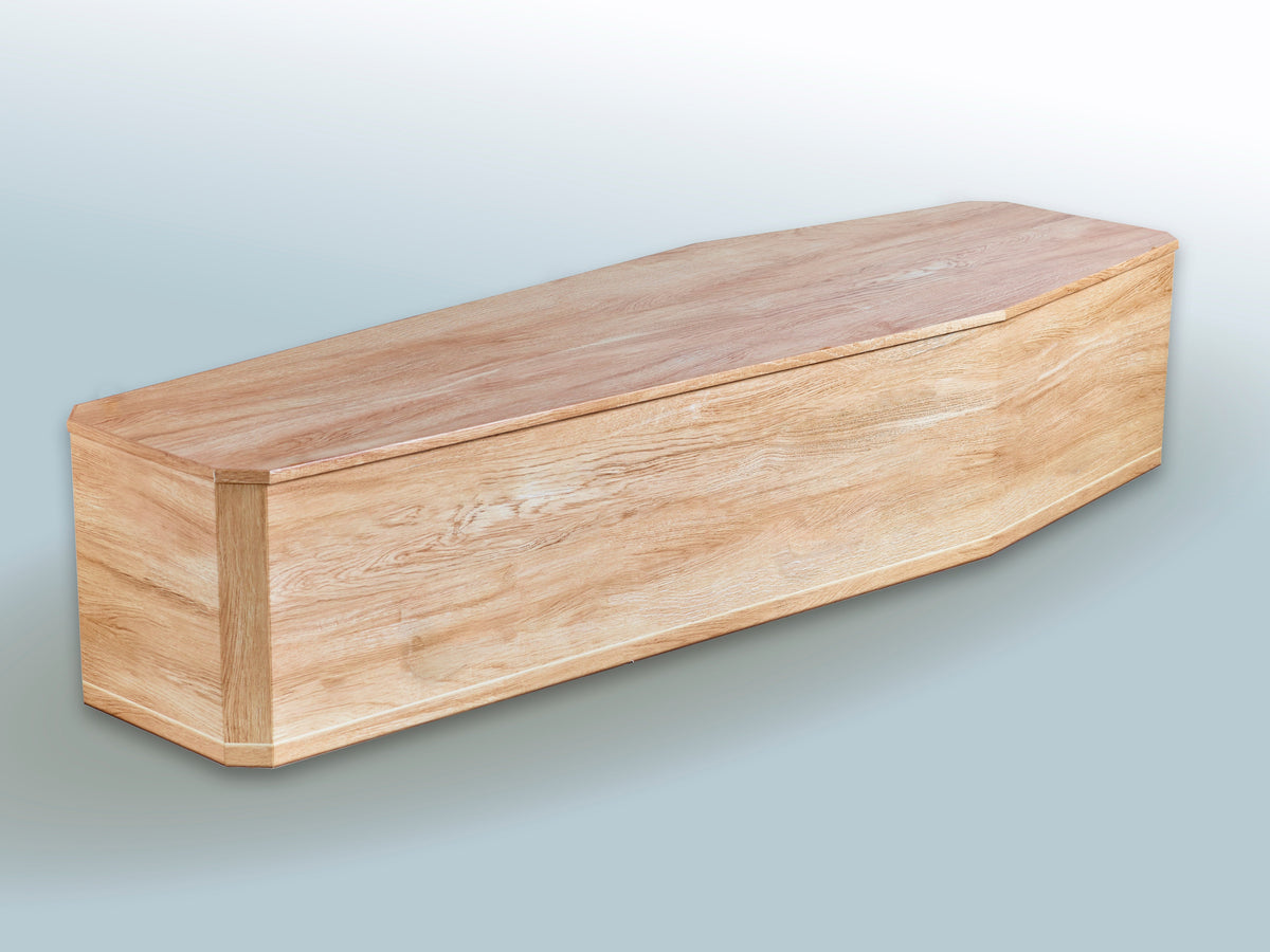 Plain oak premium coffin - no handles